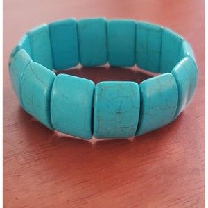 Elegant Simulated Turqoise Stretch Bracelet